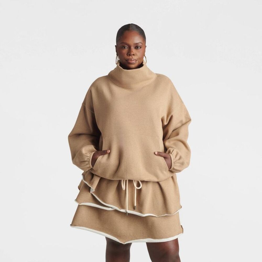 KBB by KAHLANA Women's 'The Funnel Sweatshirt' - Camel 1X